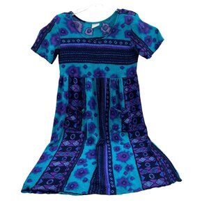 Rabbit Rabbit Rabbit Designs Multicolor Boho Dress Size 12 90s Vintage